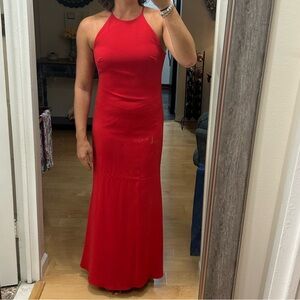 Badgley Mischka Red Razorback Gown